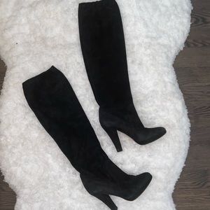 Sergio Rossi Suede Over the Knee Scrunch Boot